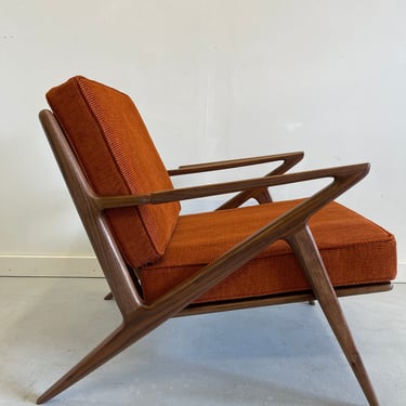 Elegant Handmade Walnut Z chair in Burnt Orange 