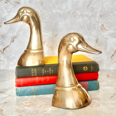 Vintage Brass Bookends, Ducks, Geese, Hunting Sports Enthusiast, Office, Library, Book Lover 