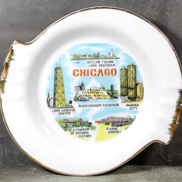 Vintage Souvenir from Chicago | Chicago Souvenir Trinket Dish | Buckingham Mountain |.  John Hancock Center | Marina City 