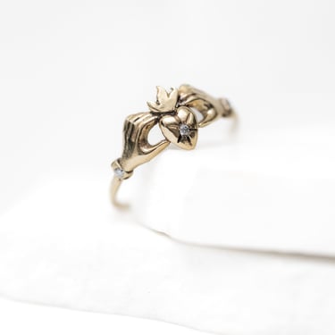 14k Gold and Diamond Hold Love Ring