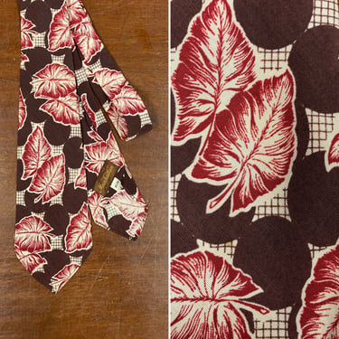 Vintage 1930’s Abstract Leaves Tropical Print Tie, 1940s Tie, 1930s Tie, Vintage Tie, Swing Tie, Jazz Tie, Vintage Clothing, Vintage Shirt, 