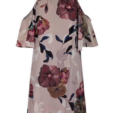 Trina Turk - Tan w/ Multicolored Floral Print Cold Shoulder Mini Dress Sz 2