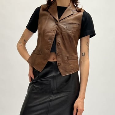 Ralph Lauren Chestnut Leather Vest (S)