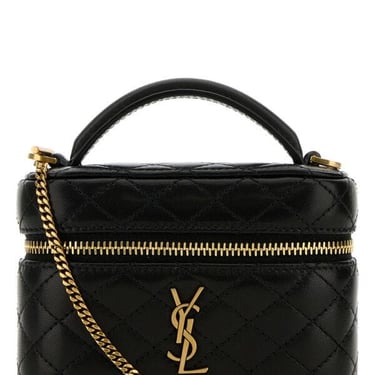 Saint Laurent Women Black Nappa Leather Micro Vanity Gaby Handbag