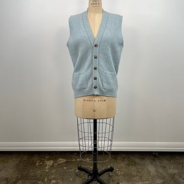 Vintage Light Blue Wool  Sweater Vest