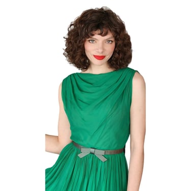 Vintage 50s Green Chiffon Party Dress by L'Aiglon 