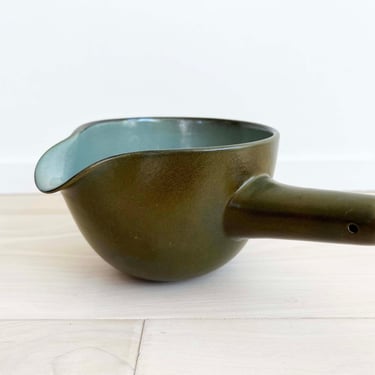 Vintage Heath Ceramics Pouring Bowl Blue Aqua Green Olive Coupe Line Mid Century Modern Made in California 