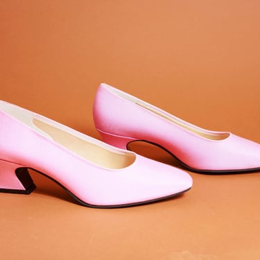 90s Barbie Pink Slip on Fabric Flats Vintage Classic Sheen Minimal Heel Flats 