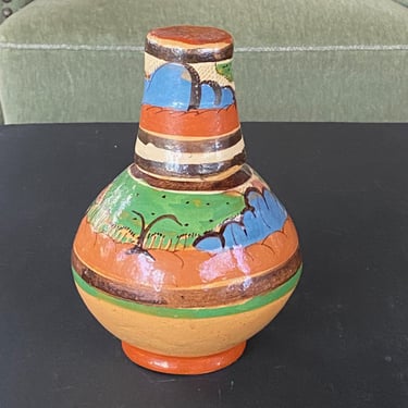 Vintage Mexican Tlaquepaque Pottery Water Carafe With Cup 