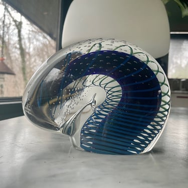 Vintage Glass Paperweight Sculpture Signed 