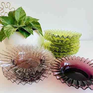 Vintage Glass Ruffle Dishes
