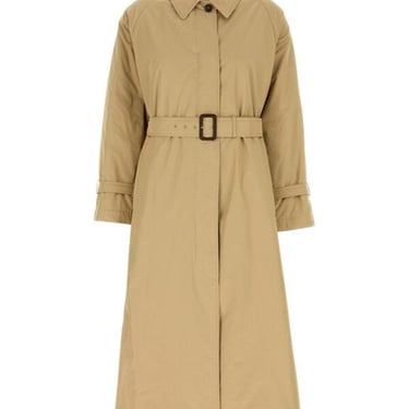 Weekend Max Mara Woman Beige Cotton Blend Reversible Trafoi Trench Coat