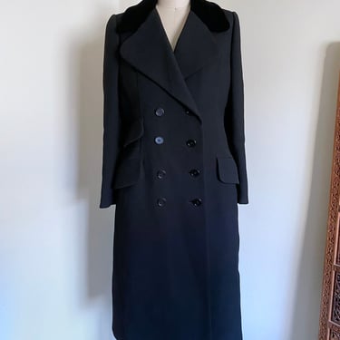 Vintage 60's Black Wool Coat by Adolphe Zelinka, S 