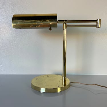 Mid-Century Modern Brass Swing Arm Desk Lamp 