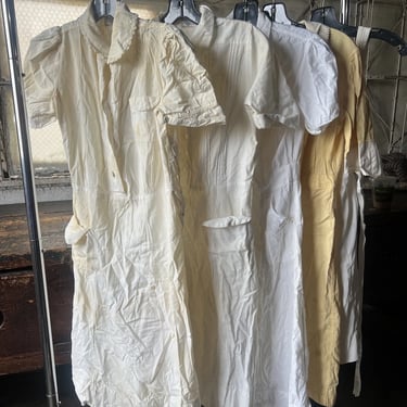 Lot of Vintage 1940s Uniform Cotton Dresses White Swan Midi Dress WWII