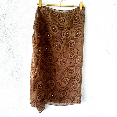 Vintage Y2k 90s does 70s Silk Boho Wrap Metallic Silk Chiffon Wrap Skirt Sarong Pareo 