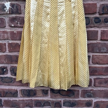 Vintage 2000s Carolina Hererra Silk Golden Polka Dot Pleated Skirt Size 6 by TimeBa