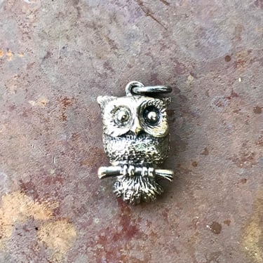 Vintage Sterling Silver Owl Charm Signed Ciani Retro Kitsch Bird Pendant 1960s 