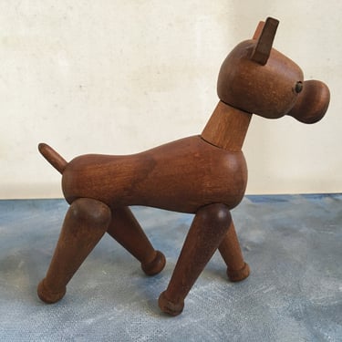 Vintage Zoo-line Boxer Dog, Jointed Wooden Boxer, Semi Poseable, Zoo Souvenir 