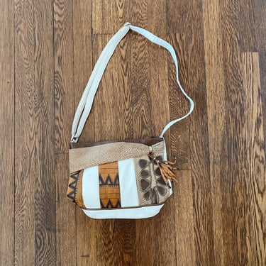 White Leather Patchwork Crossbody 