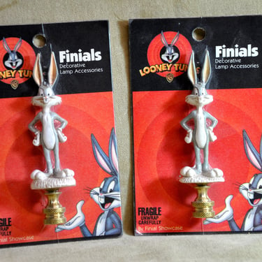 Vintage  Bugs Bunny Lamp Finials New Old Stock Factory Seal Set of 2 Fun Decor Original Authentic Looney Tunes Lamp Topper  Home Decor 