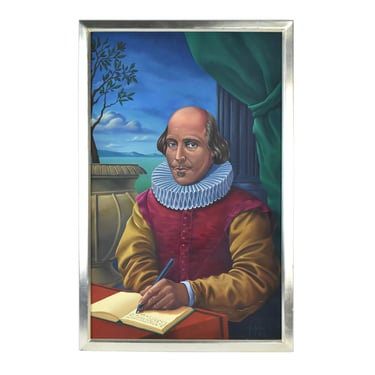 Vintage Oil Painting Portrait William Shakespeare Signed Di Biase 