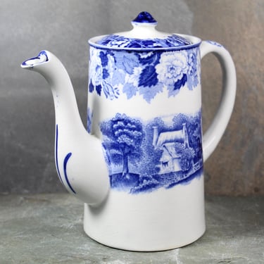 Woods Ware Enoch Wood's English Scenery Porcelain Coffee Pot | Antique Espresso Pot | English Porcelain | Bixley Shop 