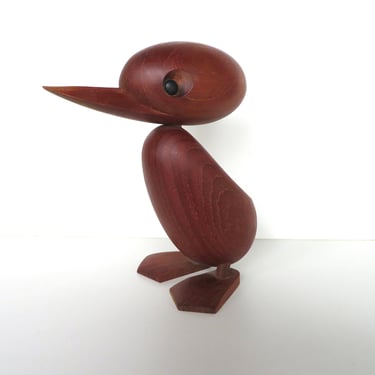 Vintage Hans Bolling for Torben Orskov Teak Duck, Large Scandinavian Wooden Figurine From Denmark 