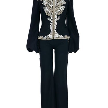 2004 Alexander McQueen Bouillon Embroidered Pant Suit