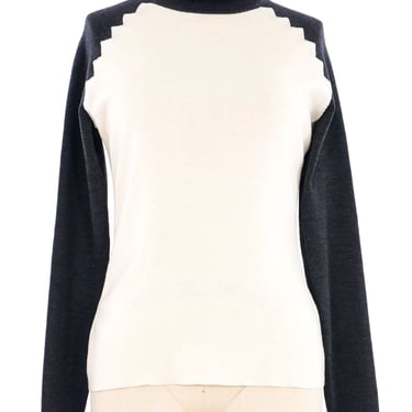 Escada Two Tone Knit Turtleneck Top