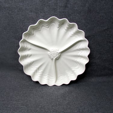 Vintage Maddux of California Divided Shell Platter White Art Pottery USA 