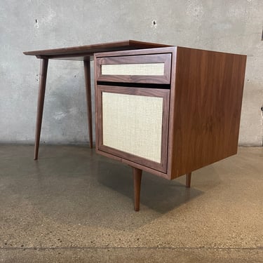 Mid Century Modern Style Walnut Desk with Drawer