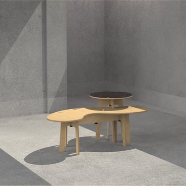 maple squiggle coffee table - modern coffee table - curvy table - wavy table - mid-century modern - Scandinavian - Japandi - Nordic 