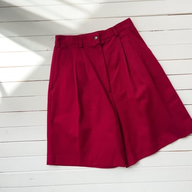 high waisted shorts | 80s 90s vintage red burgundy cotton khaki shorts 