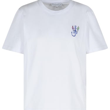 Jw Anderson 'Anchor' White Cotton T-Shirt Women