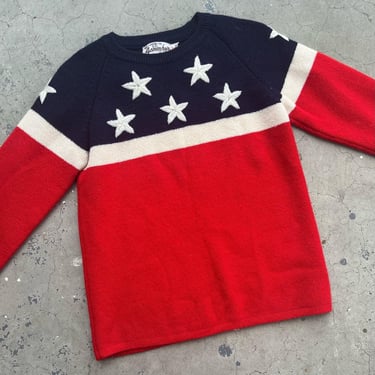 70’s vintage wool American flag red white and blue novelty sweater 