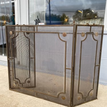 Antique Brass Fireplace Screen