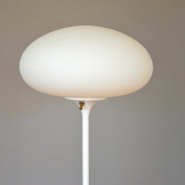 White Floor Lamp with Frosted Mushroom Globe by Laurel Lamp Company 