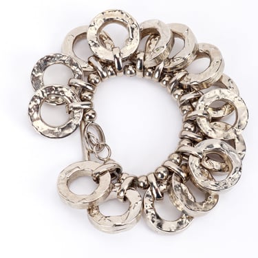 Silver Hammered O-Ring Charm Bracelet II