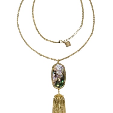 Kendra Scott - Gold Statement Necklace w/ Metallic Pendant & Tassel