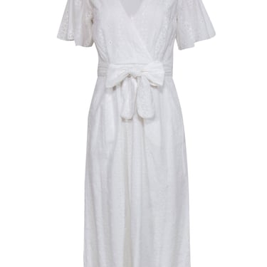 Joie - White Cotton Short Sleeve Eyelet Maxi Dress Sz 2