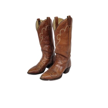 J. Chisholm 1970's Brown Leather Western Cowboy Boots I Sz 7 Mens I Sz 9 Womans 
