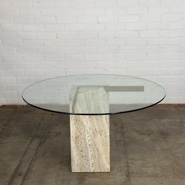 Vintage Travertine and glass dining table 