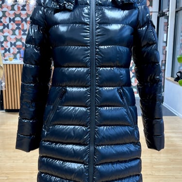 Moncler Moka Long Puffer Coat, Size 1 (US Small), Black