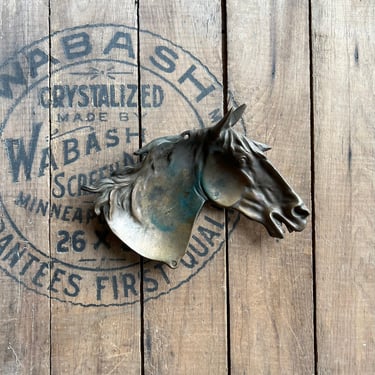 Vintage National Brass & Iron Works Figural Horse Head Tabletop Vanity Jewelry Tray 