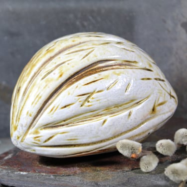 Seed Pod Sculpture | Art Sculpture | Hand Glazed Grayish White Seed Pod | Heavy Sculpture 1.5 Pounds 