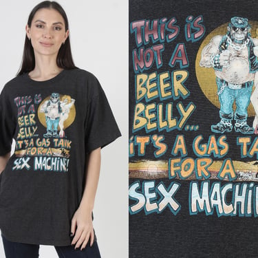 Harley Davidson Sex Machine T-Shirt, Vintage Striped 90s Tee, Unisex Biker Top, Tag Size XL 