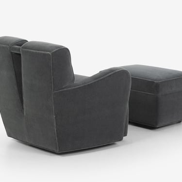 Paul T. Frankl Swivel Lounge Chairs and Ottoman