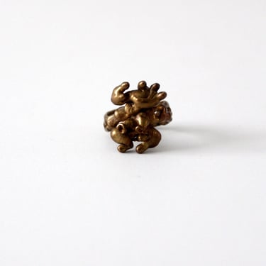 vintage 70s brutalist bronze ring / modernist jewelry 