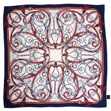 Gucci Equestrian Horsebit Chain and Strap Motif Silk Scarf